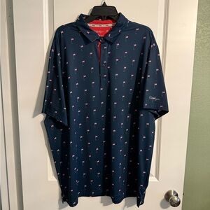 Walter Hagen Red and Navy Polo with Flag Accents